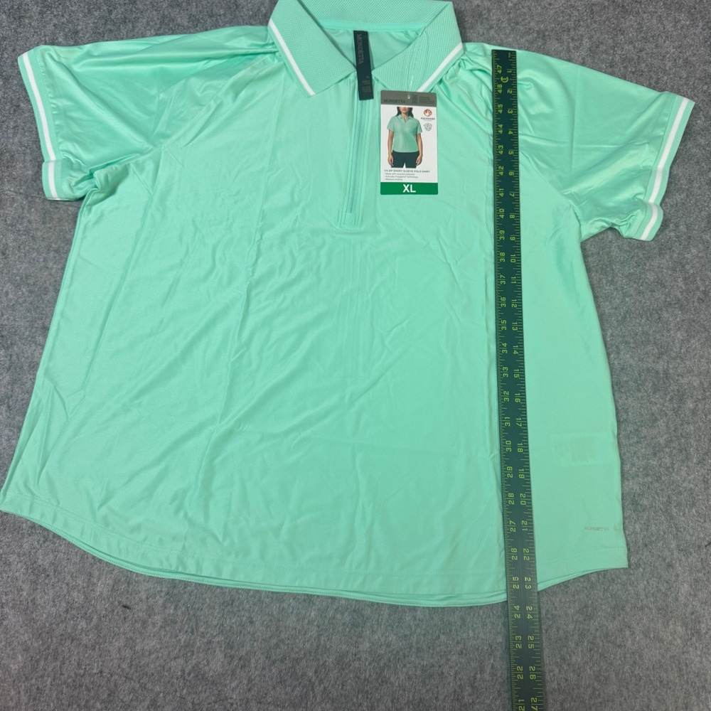 Mondetta Womens XL 1/4 Zip Short Sleeve Polo Shirt 2 Pack Mint and Blue - Picture 4 of 10